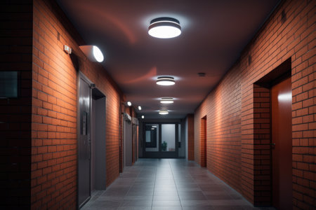smart lighting system with sensors that detect motion, turning on and alerting residents to visitors, created with generative aiの素材