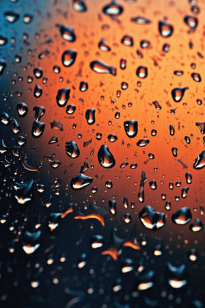 water droplets on reflective glass surface, created with generative aiの素材