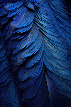 blue feather detail on macro scale, created with generative aiの素材