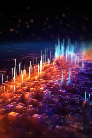 technology background with glowing digital data stream, created with generative aiの素材