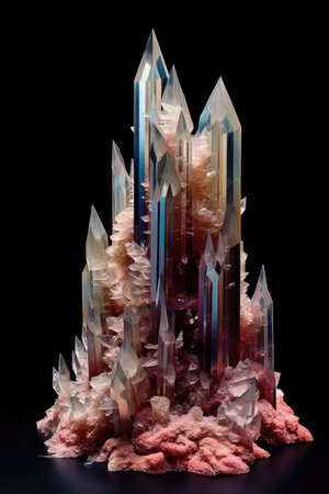 crystals forming intricate structures, created with generative aiの素材