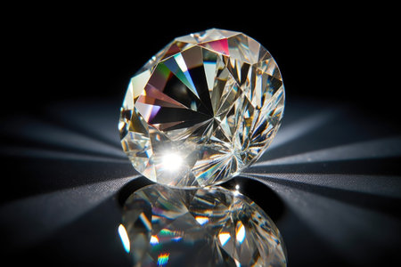 close-up of diamond, with its sparkle and shine in full display, created with generative aiの素材