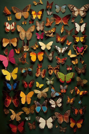 a group of various butterfly species together, created with generative aiの素材