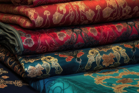 gorgeous fabric textures, with different patterns, designs and colors, created with generative aiの素材