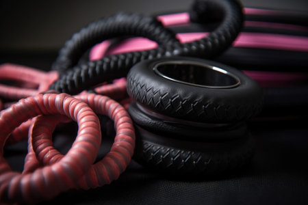 close-up of fitness gear, with focus on the intricate details and quality, created with generative aiの素材