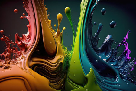 creative and artistic concept with variety of paint colors, each with its own vibrancy, created with generative aiの素材