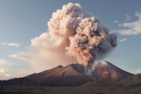 time-lapse of volcanic smoke plumes and ash clouds, created with generative aiの素材