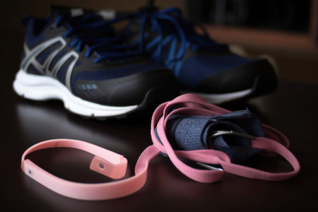 close-up of fitness gear, with sweat and perspiration visible, created with generative aiの素材