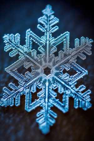macro shot of intricate snowflake pattern, created with generative aiの素材