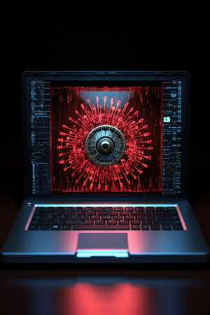 encrypted email symbol on a computer screen, created with generative aiの素材