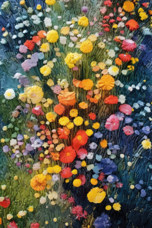 abstract patterns of flower fields from above, created with generative aiの素材