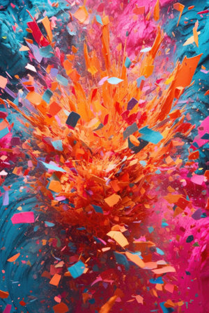 confetti cannon explosion with vibrant hues, created with generative aiの素材