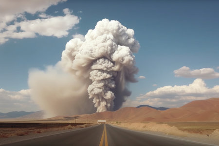 time-lapse of volcanic smoke plumes and ash clouds, created with generative aiの素材