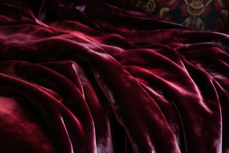 close-up of velvet fabric, with its plush texture visible, created with generative aiの素材