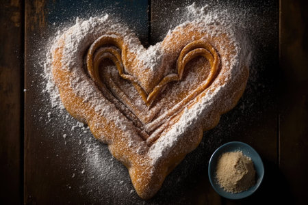 heart-shaped churros with sprinkle of confectioners sugar, created with generative aiの素材