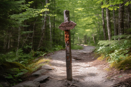 trail marker signpost with arrows pointing in different directions, created with generative aiの素材
