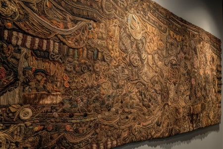 woven tapestry with intricate pattern and textures, created with generative aiの素材