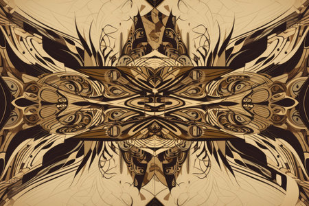 abstract illustration, with shapes and lines in symmetrical and repeating patterns, created with generative aiの素材