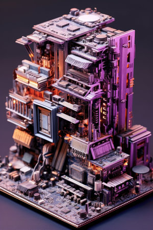 ai motherboard with computer chips, created with generative aiの素材