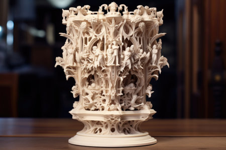 3d printed intricate art piece on a pedestal, created with generative aiの素材