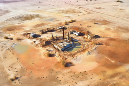 aerial view of deserted test site landscape, created with generative aiの素材