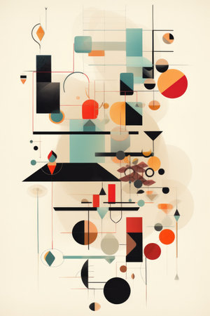 abstract geometric shapes forming a flowchart, created with generative aiの素材