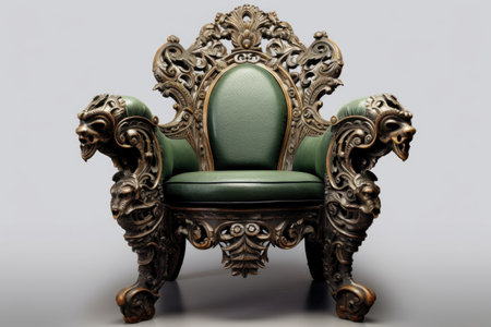 ornate wooden victorian chair with intricate carvings, created with generative aiの素材