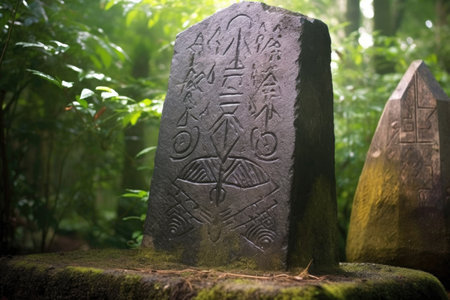 mysterious runes on a viking runestone, created with generative aiの素材