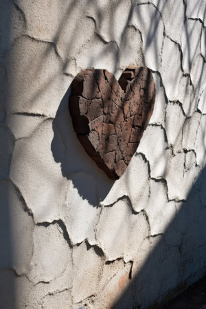 heart-shaped shadow on a textured wall, created with generative aiの素材