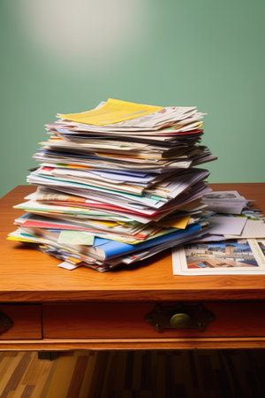 stack of resumes on an office table, created with generative aiの素材