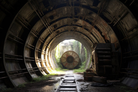 abandoned missile silo with open hatch, created with generative aiの素材