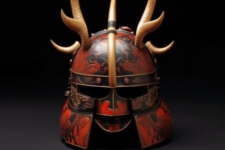 warriors helmet with tall kabuto crest, created with generative aiの素材