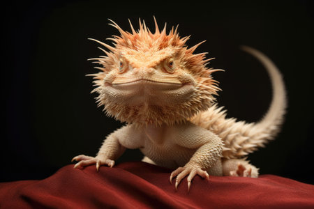 bearded dragon displaying its frill in defense, created with generative aiの素材