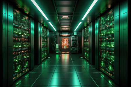 server room powering ai algorithms in data center, created with generative aiの素材