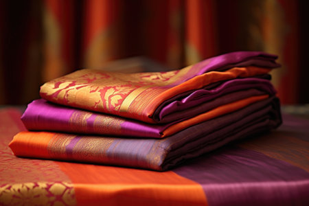 silk saree folded, showcasing its beauty, created with generative aiの素材