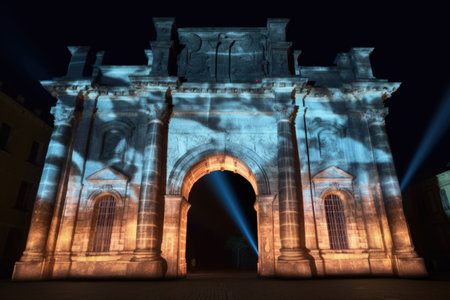 3d projection mapping on a historic monument, created with generative aiの素材