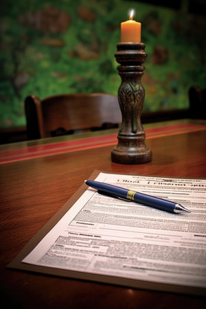 job application form and pen on a table, created with generative aiの素材