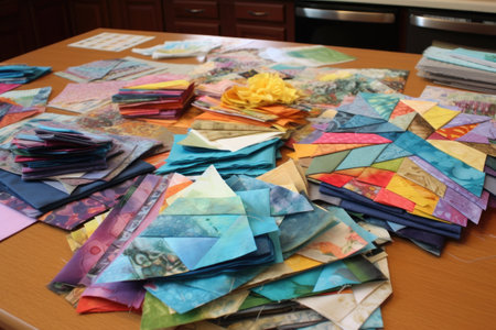 a collection of quilt squares ready for assembly, created with generative aiの素材