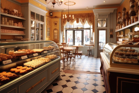 charming pastry shop interior and decor, created with generative aiの素材