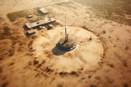aerial view of deserted test site with blast marks, created with generative aiの素材