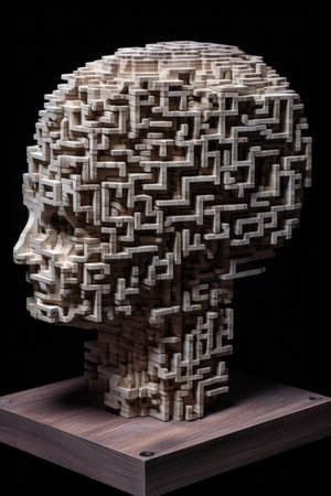 a maze in the shape of a brain, representing problem-solving, created with generative aiの素材