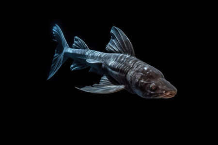 chimaera ghost shark gliding gracefully in the darkness, created with generative aiの素材
