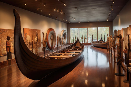 viking ship replicas at a historical maritime museum, created with generative aiの素材