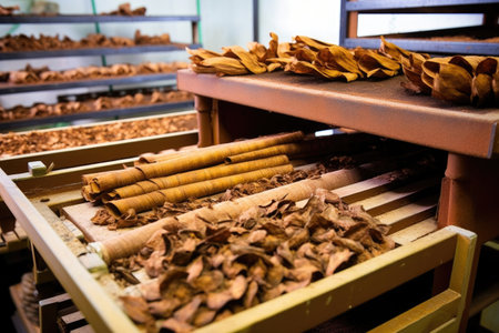 cigars in various stages of production process, created with generative aiの素材
