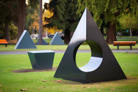 abstract geometric sculpture in a public park, created with generative aiの素材