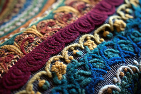 close-up of intricate carpet patterns and textures, created with generative aiの素材
