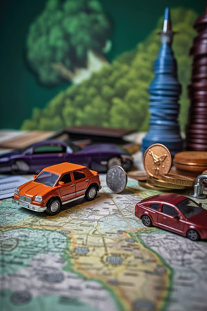 close-up of car insurance policy on desk, created with generative aiの素材