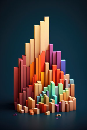 stylized bar graph showcasing market trends, created with generative aiの素材
