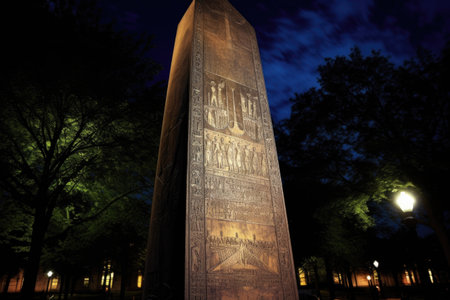 egyptian hieroglyphs engraved on an obelisk, created with generative aiの素材