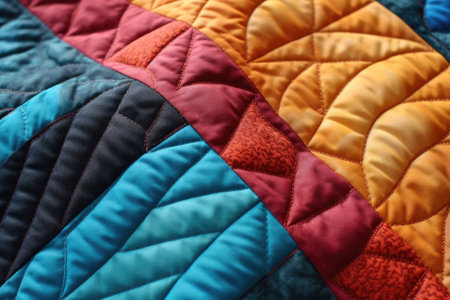 close-up of quilted details showcasing craftsmanship, created with generative aiの素材